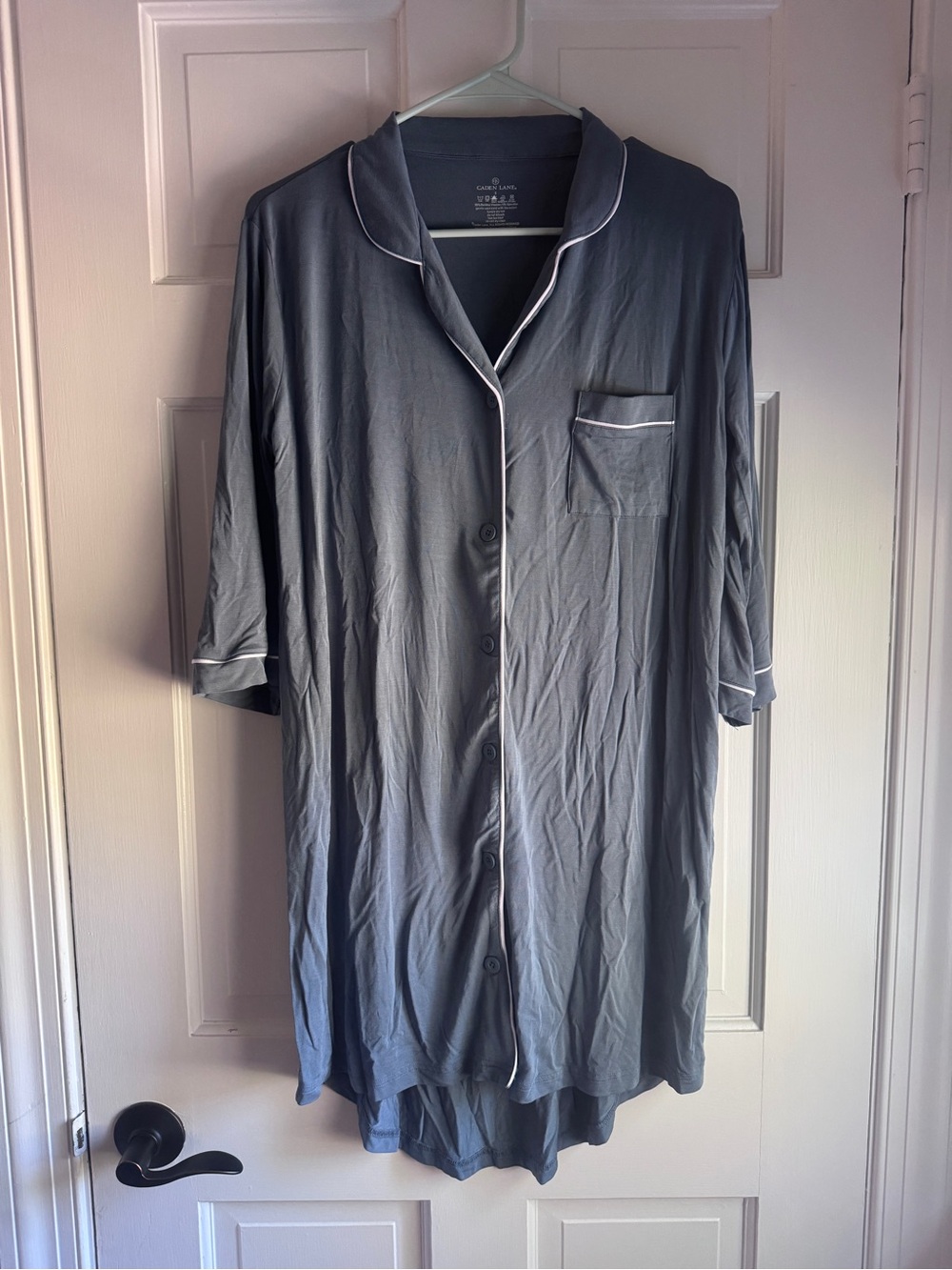 Caden Lane Bamboo Viscose Pajama Sleep Shirt Nightgown Dusky Blue Size Small